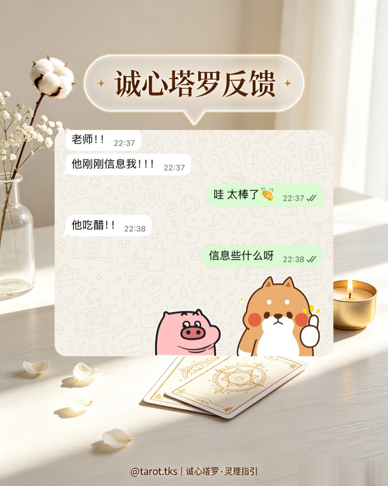 诚心塔罗客户反馈 — 他刚刚信息我